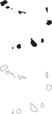 Cape Verde Haritası. Siyah siluet ülke haritası beyaz arka planda izole edildi. Beyaz arka planda siyah bir taslak. Vektör dosyası