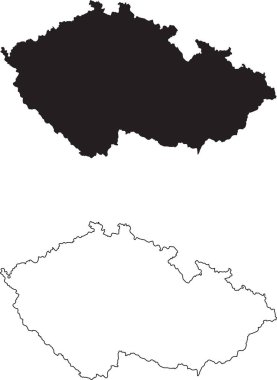 Çek Cumhuriyeti haritası. Siyah siluet ülke haritası beyaz arka planda izole edildi. Beyaz arka planda siyah bir taslak. Vektör dosyası