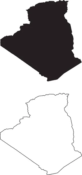 Algeria Mappa Mappa Paese Silhouette Nera Isolata Sfondo Bianco Profilo — Vettoriale Stock