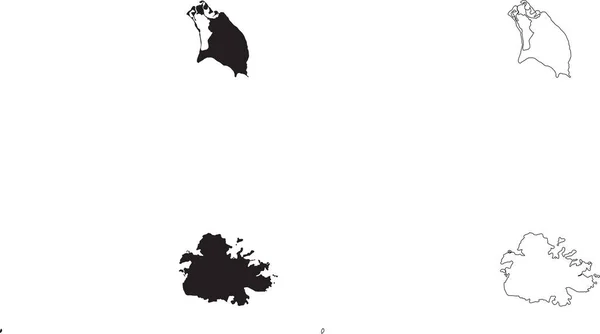 Antigua Und Barbuda Karte Schwarze Silhouette Landkarte Isoliert Auf Weißem — Stockvektor