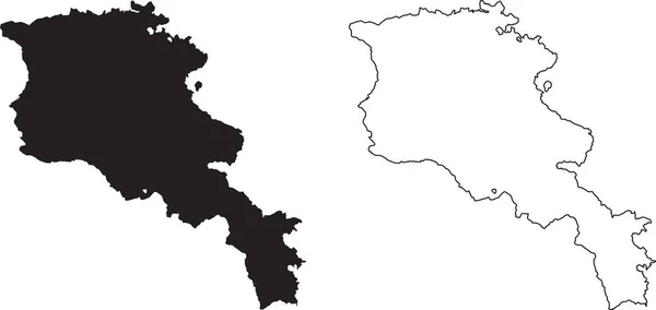 Armenien Karta Svart Siluett Land Karta Isolerad Vit Bakgrund Svart — Stock vektor