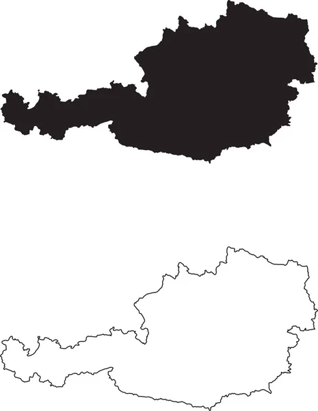 Mapa Austria Mapa País Silueta Negra Aislado Sobre Fondo Blanco — Archivo Imágenes Vectoriales