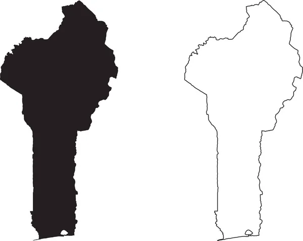 Benin Térkép Fekete Sziluett Ország Térképe Elszigetelt Fehér Háttér Fekete — Stock Vector