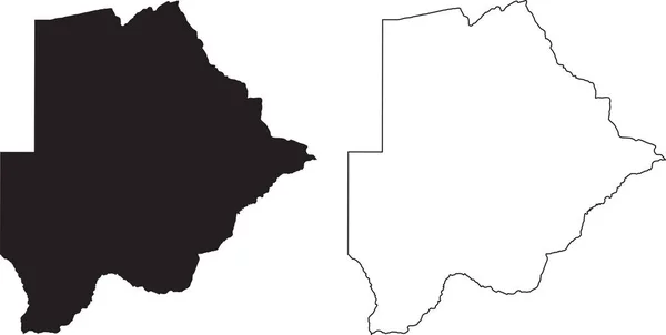 Mapa Botswana Mapa País Silueta Negra Aislado Sobre Fondo Blanco — Vector de stock