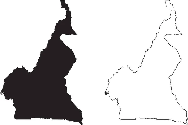 Mapa Dos Camarões Mapa País Silhueta Preta Isolado Sobre Fundo — Vetor de Stock