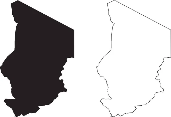 Chad Map Mapa País Silueta Negra Aislado Sobre Fondo Blanco — Archivo Imágenes Vectoriales