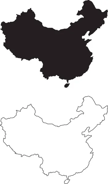 Mapa China Mapa País Silhueta Preta Isolado Sobre Fundo Branco — Vetor de Stock