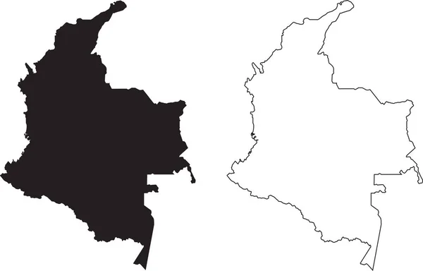 コロンビア地図 黒のシルエットのカントリーマップは 白の背景に隔離された 白の背景に黒の輪郭 ベクトルファイル — ストックベクタ