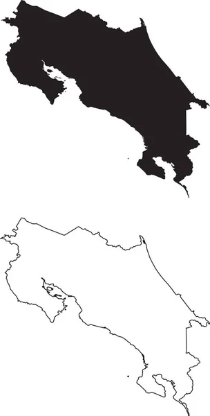 코스타리카 실루엣 지도가 배경에 분리되어 바탕에 테두리가 — 스톡 벡터