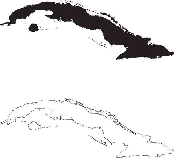 Mapa Cuba Mapa País Silueta Negra Aislado Sobre Fondo Blanco — Archivo Imágenes Vectoriales