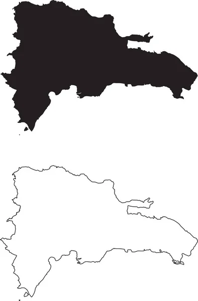 Dominikai Köztársaság Térkép Fekete Sziluett Ország Térképe Elszigetelt Fehér Háttér — Stock Vector