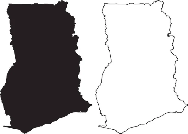 Mapa Gana Mapa País Silhueta Preta Isolado Sobre Fundo Branco —  Vetores de Stock