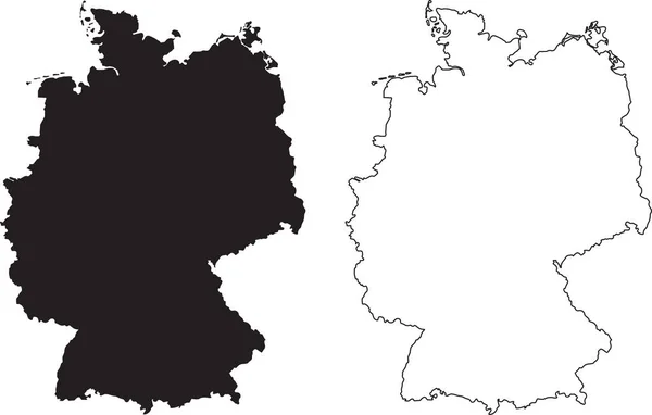 Germany Map Black Silhouette Country Map Isolated White Background Black — Stock Vector