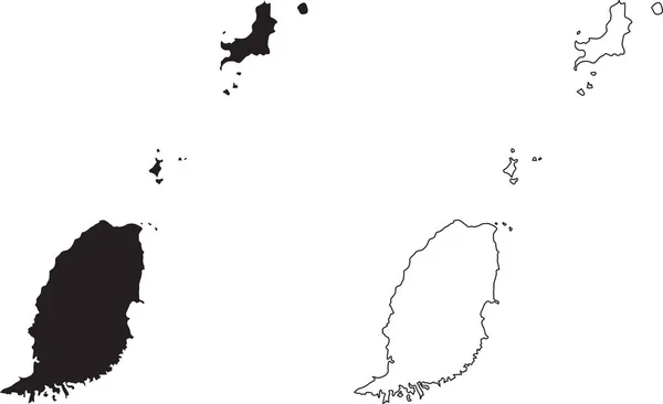 Χάρτης Γρενάδα Μαύρο Χάρτη Της Χώρας Σιλουέτα Απομονώνονται Λευκό Φόντο — Διανυσματικό Αρχείο