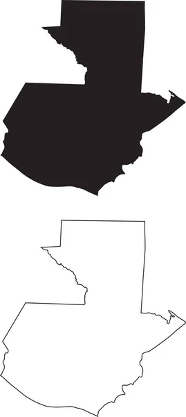 グアテマラ地図 黒のシルエットのカントリーマップは 白の背景に隔離された 白の背景に黒の輪郭 ベクトルファイルEps — ストックベクタ