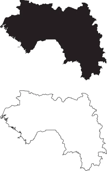 几内亚地图 在白色背景下孤立的黑色轮廓国家地图 白色背景的黑色轮廓 矢量文件Eps — 图库矢量图片
