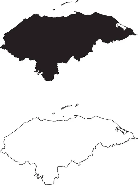 Mapa Hondurasu Czarna Mapa Odizolowana Białym Tle Czarny Zarys Białym — Wektor stockowy