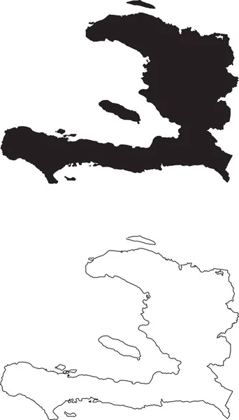 Carte Haïti Carte Pays Silhouette Noire Isolée Sur Fond Blanc — Image vectorielle