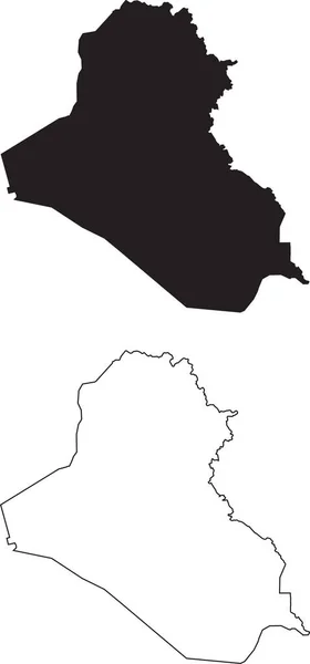 Irak Karte Schwarze Silhouette Landkarte Isoliert Auf Weißem Hintergrund Schwarze — Stockvektor