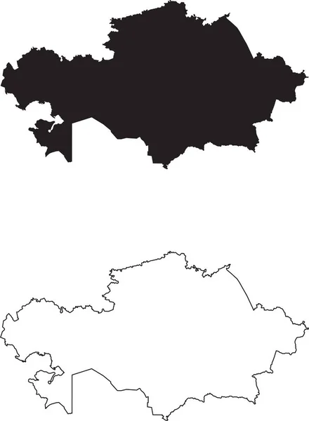 哈萨克斯坦地图 在白色背景下孤立的黑色轮廓国家地图 白色背景的黑色轮廓 矢量文件Eps — 图库矢量图片