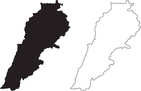 Mapa Líbano Mapa País Silhueta Preta Isolado Sobre Fundo Branco —  Vetores de Stock