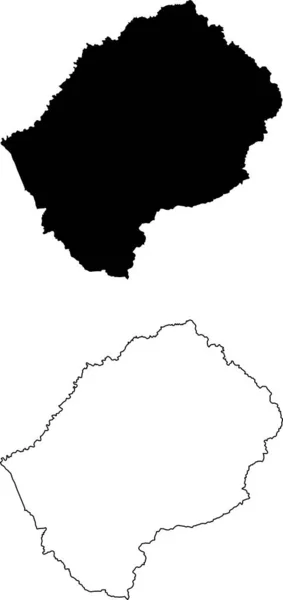 Mapa Lesotho Mapa País Silueta Negra Aislado Sobre Fondo Blanco — Archivo Imágenes Vectoriales