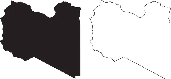 Mappa Libia Mappa Paese Silhouette Nera Isolata Sfondo Bianco Profilo — Vettoriale Stock