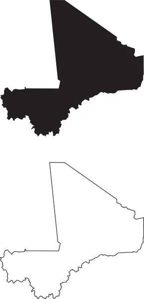 Χάρτης Μάλι Μαύρο Χάρτη Της Χώρας Σιλουέτα Απομονώνονται Λευκό Φόντο — Διανυσματικό Αρχείο