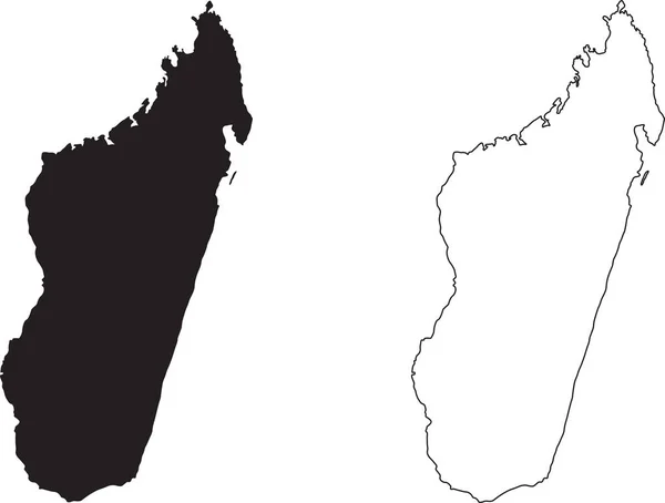 Madagaskars Karta Svart Siluett Land Karta Isolerad Vit Bakgrund Svart — Stock vektor