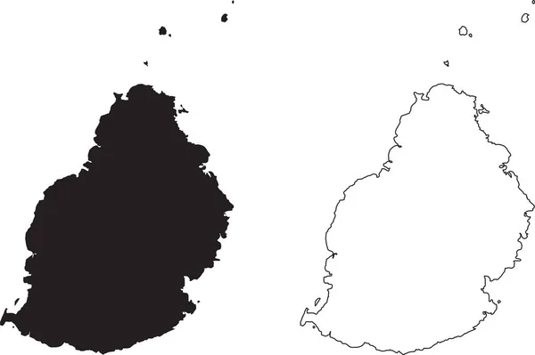 毛里求斯地图 在白色背景下孤立的黑色轮廓国家地图 白色背景的黑色轮廓 病媒档案 — 图库矢量图片