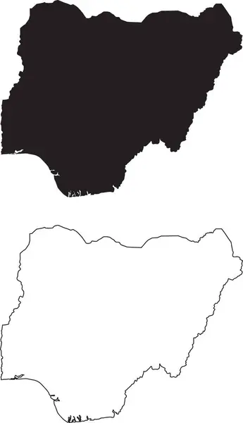 Nigeria Karte Schwarze Silhouette Landkarte Isoliert Auf Weißem Hintergrund Schwarze — Stockvektor