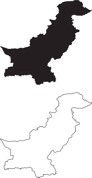 Карта Пакистана Черный Силуэт Карта Страны Изолированы Белом Фоне Черный — стоковый вектор