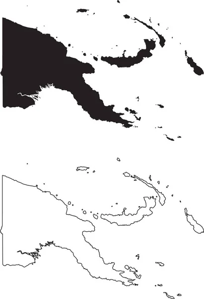 Peta Papua Nugini Peta Negara Siluet Hitam Terisolasi Dengan Latar - Stok Vektor