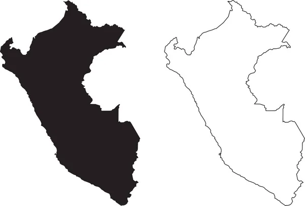 Peru Mapa Mapa País Silhueta Preta Isolado Sobre Fundo Branco —  Vetores de Stock