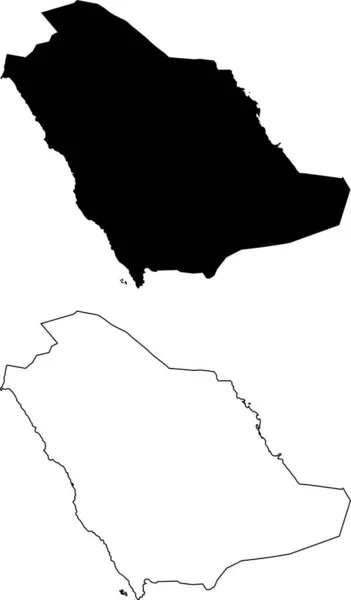 Arabia Saudyjska Mapa Czarna Mapa Odizolowana Białym Tle Czarny Zarys — Wektor stockowy