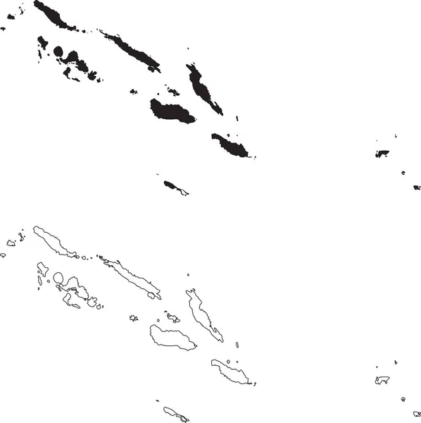 Mapa Las Islas Salomón Mapa País Silueta Negra Aislado Sobre — Vector de stock