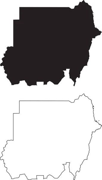 Mappa Sudan Mappa Paese Silhouette Nera Isolata Sfondo Bianco Profilo — Vettoriale Stock