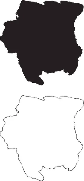 Suriname Map 실루엣 지도가 배경에 분리되어 바탕에 테두리가 — 스톡 벡터