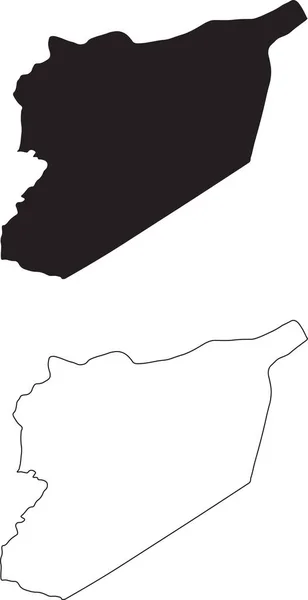 Suriye Haritası Siyah Siluet Ülke Haritası Beyaz Arka Planda Izole — Stok Vektör