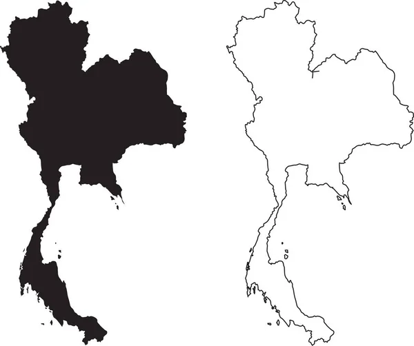 Thailand Karte Schwarze Silhouette Landkarte Isoliert Auf Weißem Hintergrund Schwarze — Stockvektor