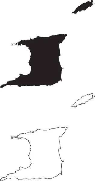 Mapa Trinidad Tobago Mapa País Silueta Negra Aislado Sobre Fondo — Archivo Imágenes Vectoriales