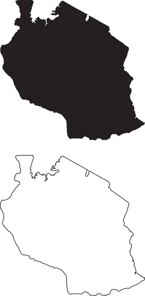 Mapa Tanzania Mapa País Silueta Negra Aislado Sobre Fondo Blanco — Archivo Imágenes Vectoriales