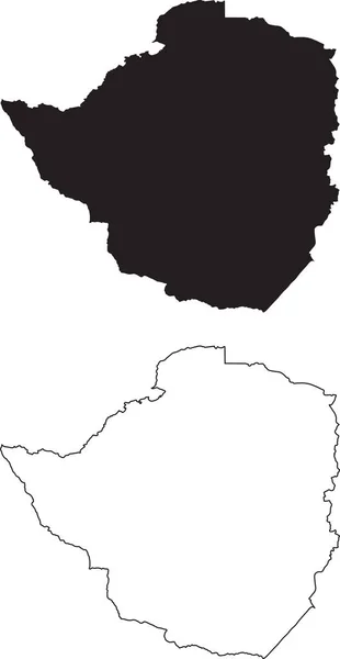 Zimbabwe Haritası Siyah Siluet Ülke Haritası Beyaz Arka Planda Izole — Stok Vektör