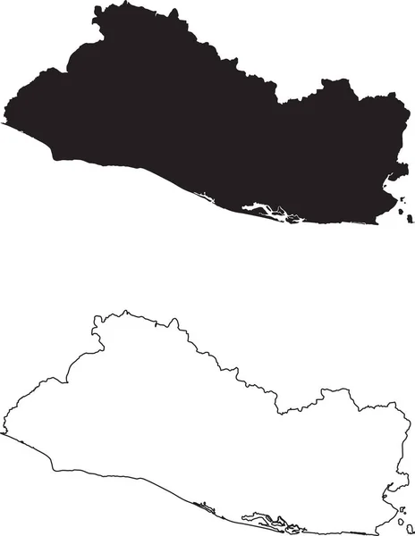 Mapa Salwadoru Czarna Mapa Odizolowana Białym Tle Czarny Zarys Białym — Wektor stockowy