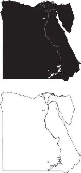 Mapa Egypta Černá Silueta Země Mapa Izolované Bílém Pozadí Černý — Stockový vektor