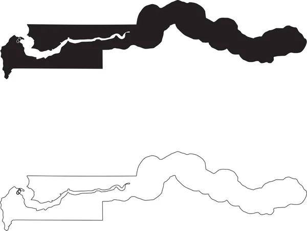Gambie Carte Carte Pays Silhouette Noire Isolée Sur Fond Blanc — Image vectorielle