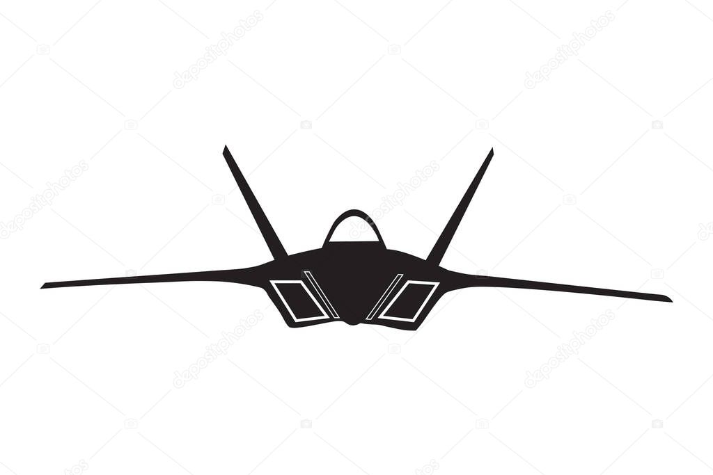 Fighter Jet black and white isolated on a white background. EPS Vector