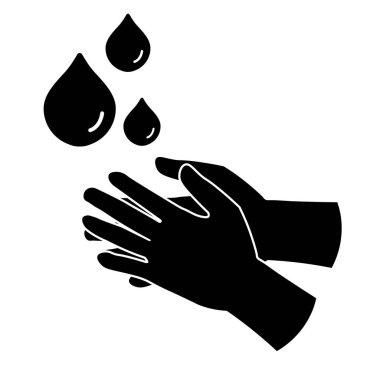 El yıkama Simgesi Siyah Pictogram Çizimi. EPS Vektörü