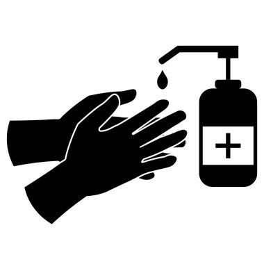 El Dezenfektanı Siyah Pictogram Resim Simgesi Uygula. EPS Vektörü 