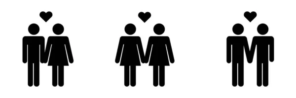 Conjunto Iconos Figura Palo Pareja Heterosexual Homosexual Hetero Lgbtq Vector — Archivo Imágenes Vectoriales